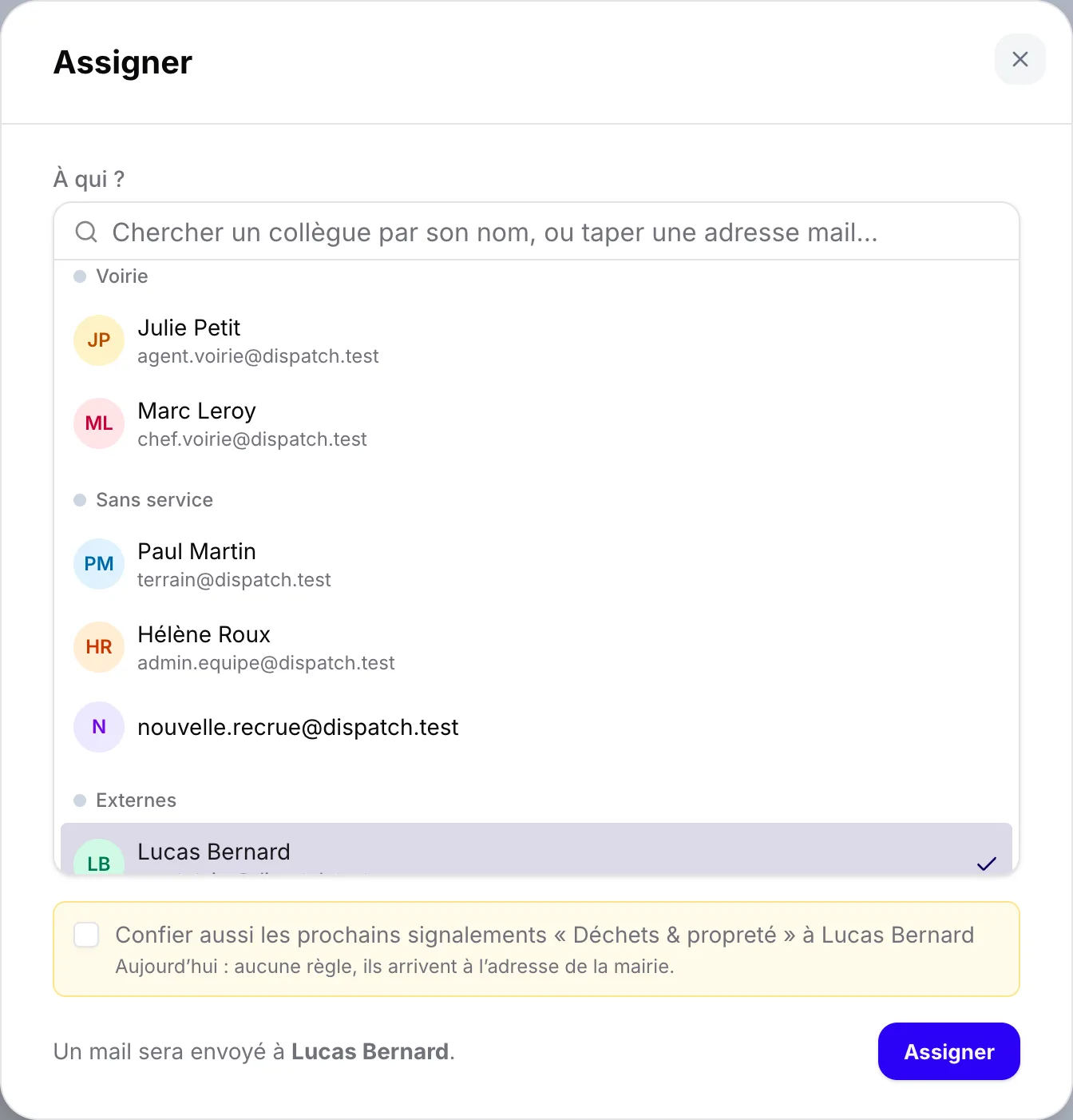 La case « Confier aussi les prochains signalements »
