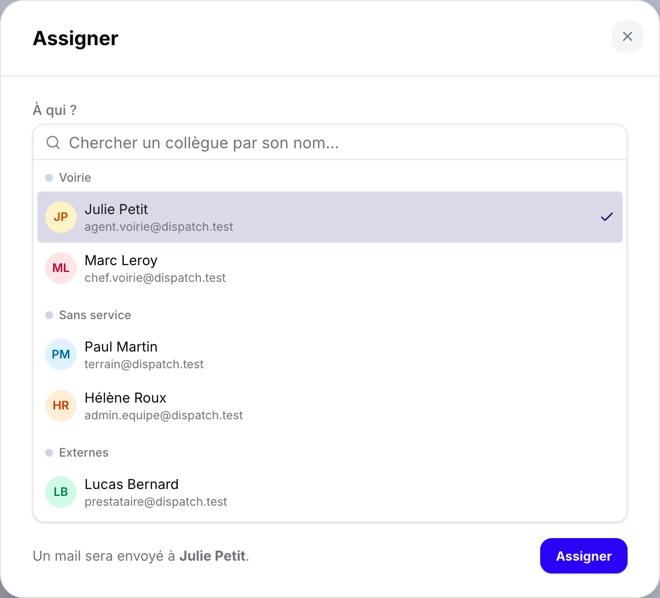 La fenêtre « Assigner »