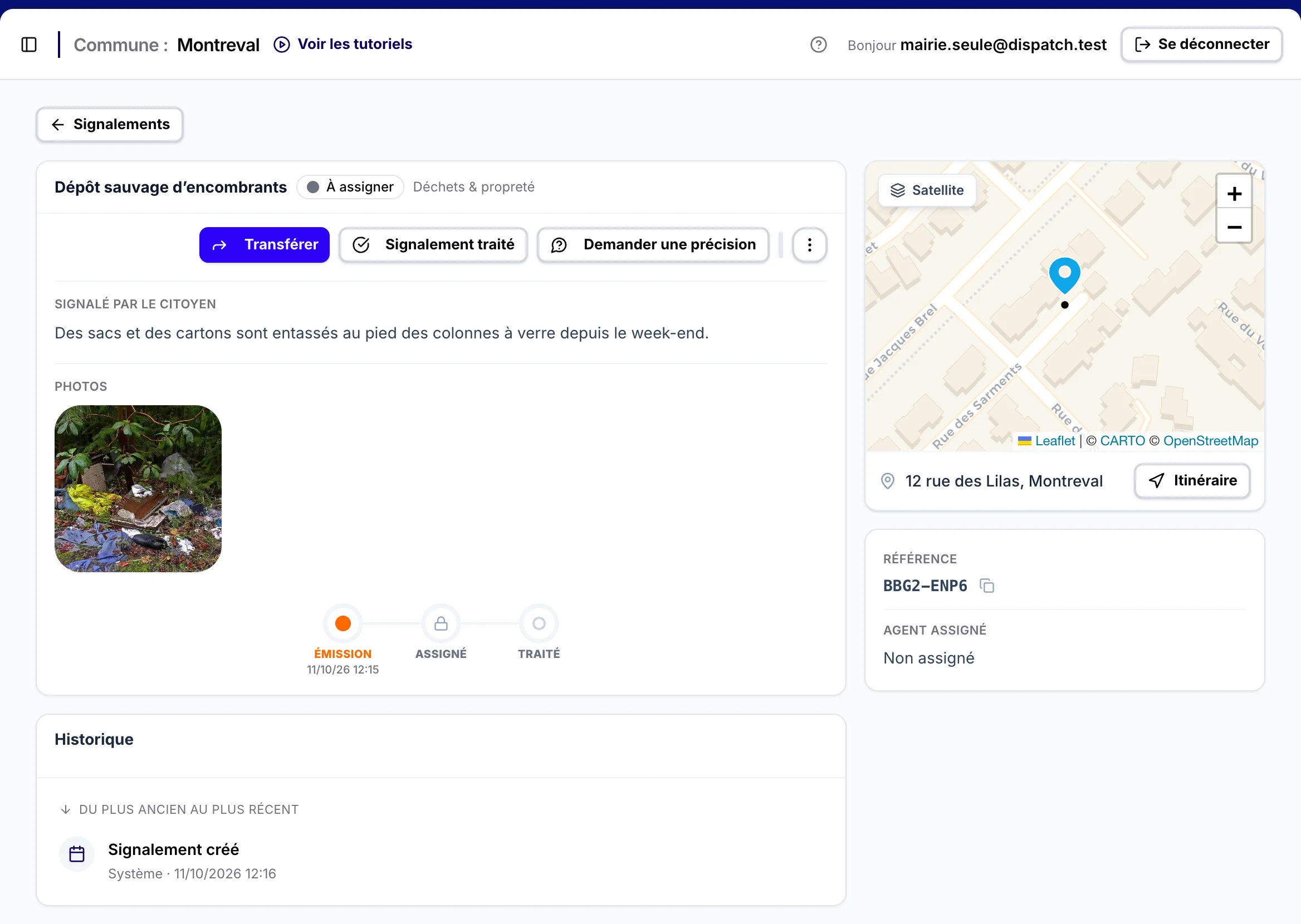 La fiche d'un signalement