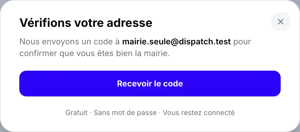 La fenêtre « Vérifions votre adresse »