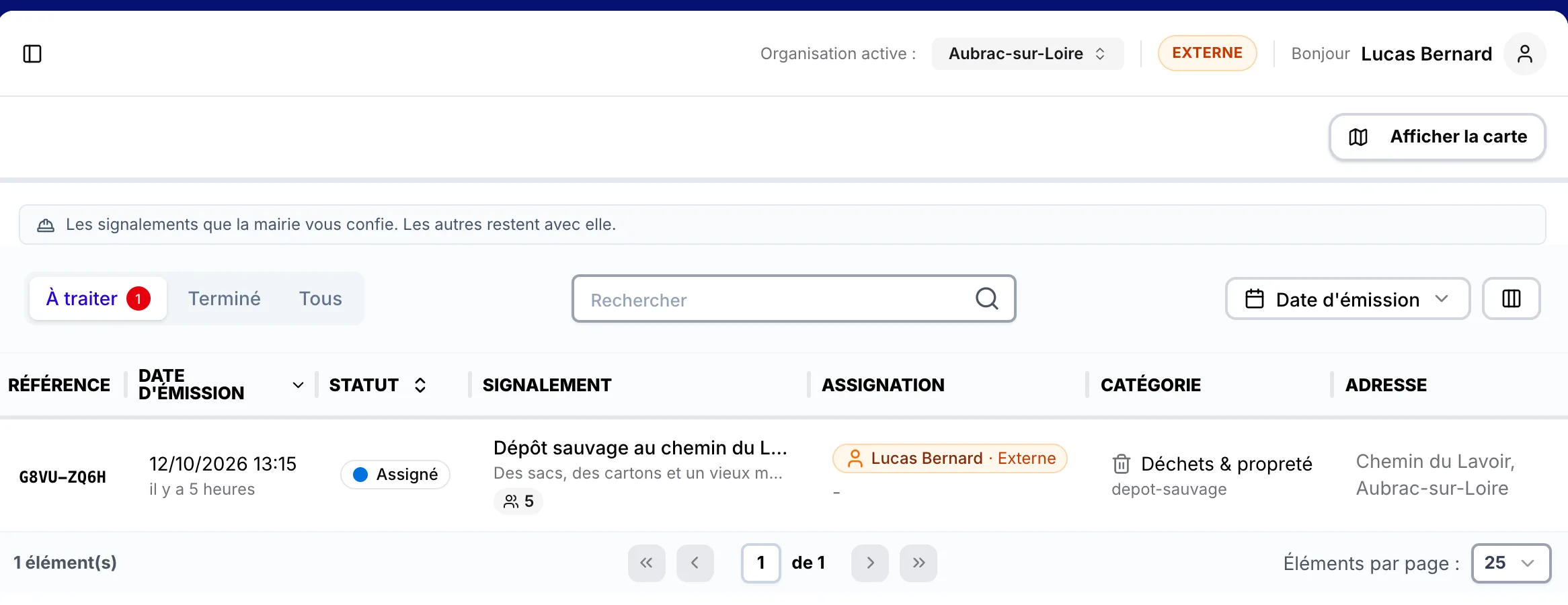 La liste d'un externe